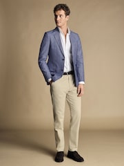 Charles Tyrwhitt Blue Chrome Linen Cotton Classic Fit Jacket - Image 3 of 5