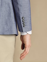 Charles Tyrwhitt Blue Chrome Linen Cotton Classic Fit Jacket - Image 4 of 5