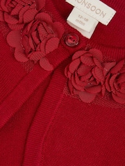 Monsoon Red Baby Ottilie Appliqué Rose Cardigan - Image 2 of 2