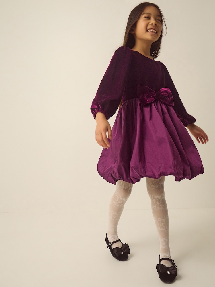 Monsoon Purple Maisie Velvet Bubble Hem Party Dress - Image 1 of 4 Monsoon Purple Maisie Velvet Bubble Hem Party Dress - Image 1 of 4