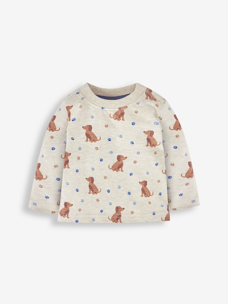Chien saucisse bleu indigo - Ensemble salopette et haut JoJo Maman Bébé garçon à poches appliquées chien - Image 3 of 4