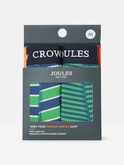 Joules Crown Joules Green/Blue Pack of Two Cotton Boxers - Image 1 of 4