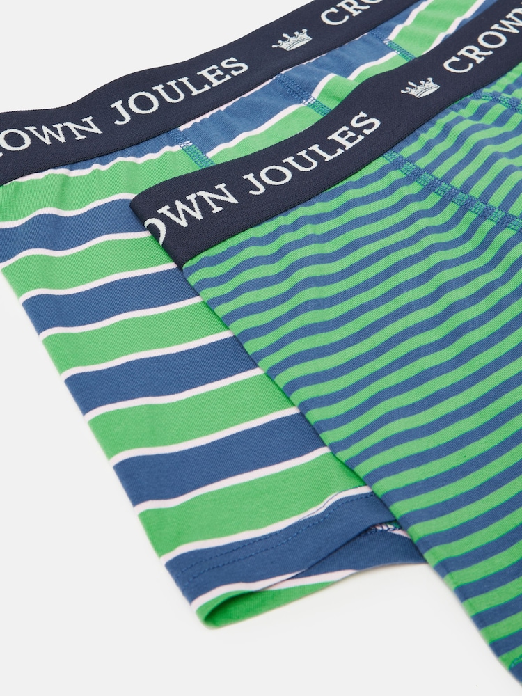 Joules Crown Joules Green/Blue Pack of Two Cotton Boxers - Image 4 of 4