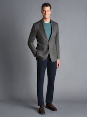 Charles Tyrwhitt Grey Herringbone Wool Texture Classic Fit Jacket - Image 1 of 4