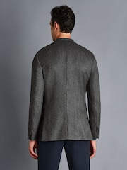 Charles Tyrwhitt Grey Herringbone Wool Texture Classic Fit Jacket - Image 2 of 4