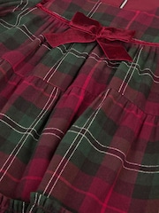 Monsoon Red Velvet Bow Tartan Dress - Image 2 of 2