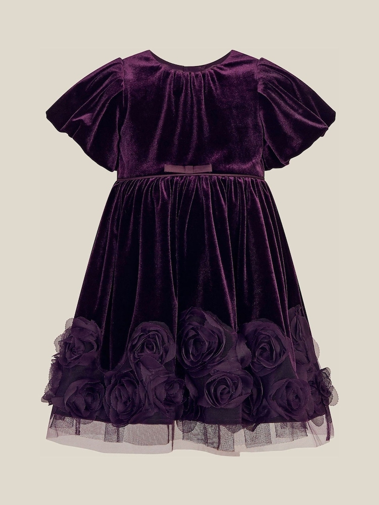Күлгін - Monsoon Baby Adelyn Rose Appliqué Velvet Party Dress - 3суретінің 1 суреті
