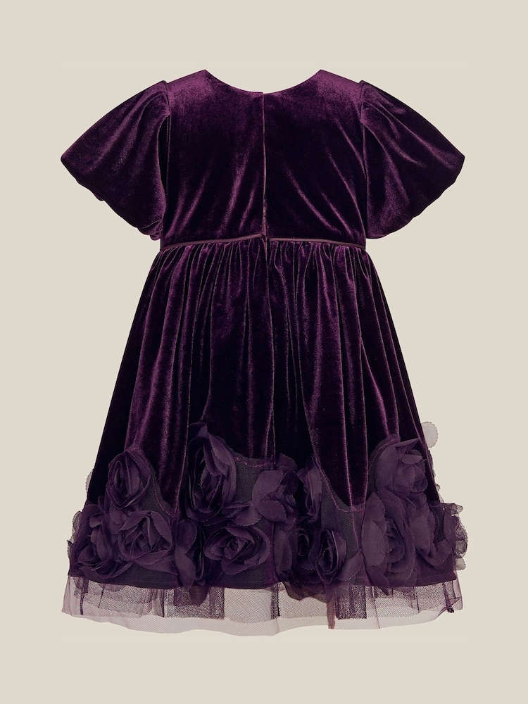 Күлгін - Monsoon Baby Adelyn Rose Appliqué Velvet Party Dress - 3суретінің 2 суреті