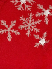 Monsoon Red Cindy Ruffle Snowflake Jumper - Image 3 of 3