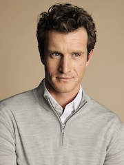 Charles Tyrwhitt Natural Pure Merino Quarter Zip Jumper - Image 3 of 5