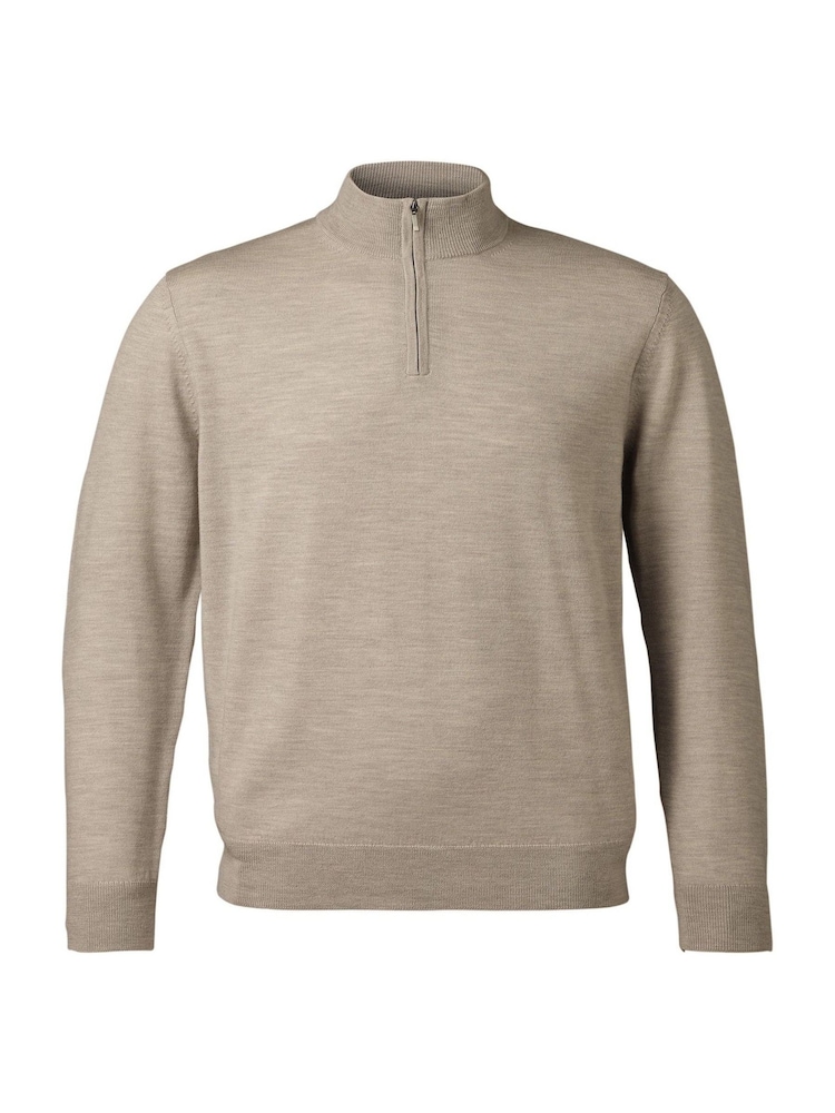 Charles Tyrwhitt Natural Pure Merino Quarter Zip Jumper - Image 4 of 5