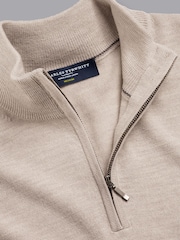 Charles Tyrwhitt Natural Pure Merino Quarter Zip Jumper - Image 5 of 5