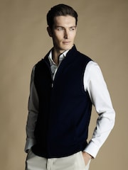 Charles Tyrwhitt Blue Pure Merino Zip Gilet - Image 1 of 6