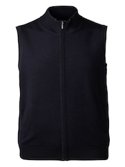 Charles Tyrwhitt Blue Pure Merino Zip Gilet - Image 5 of 6