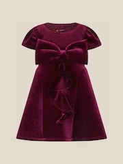 Monsoon Red Baby Genevieve Bow Velvet Party Dress - Image 1 of 2
