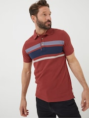 FatFace Red Chest Stripe Pique Polo Shirt - Image 1 of 1
