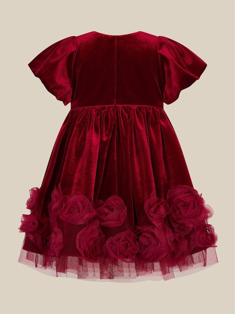 Қызыл - Monsoon Baby Adelyn Rose Appliqué Velvet Party Dress - 3суретінің 2 суреті