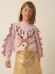 Monsoon Dahlia Christmas Reindeer Knit Jumper - 圖片 1，共 3