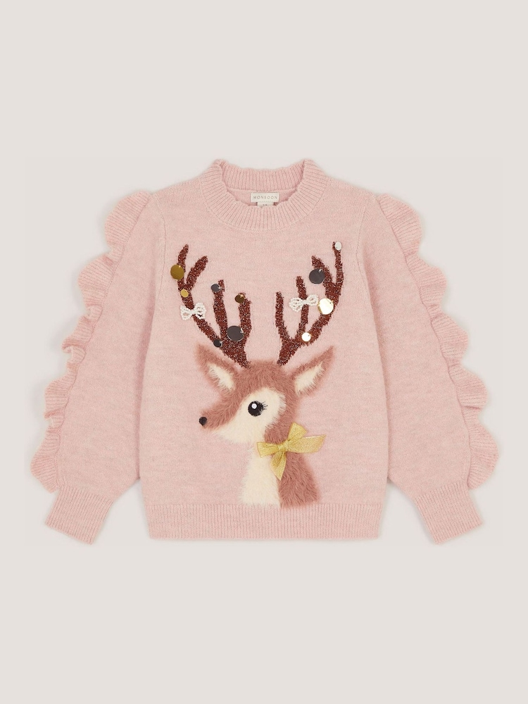 Monsoon Dahlia Christmas Reindeer Knit Jumper - 圖片 2，共 3