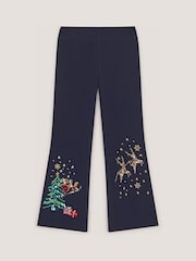 Monsoon Blue Christmas Kick Flare Leggings - Image 1 of 2