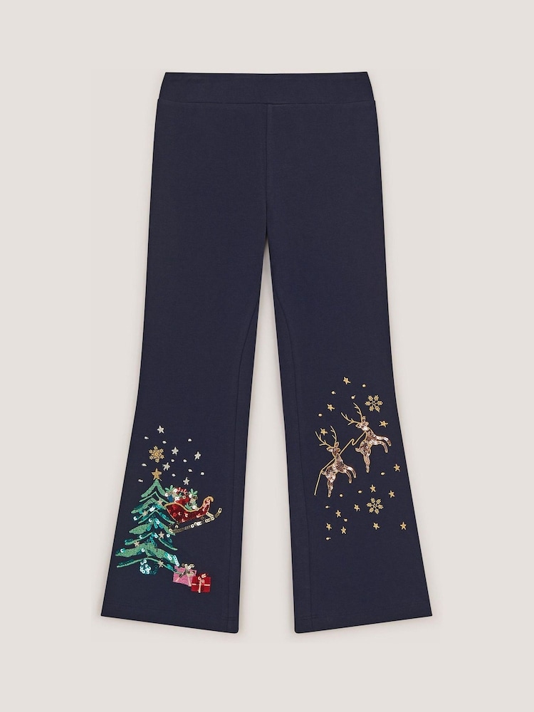 Monsoon Blue Christmas Kick Flare Leggings - Image 1 of 2