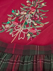 Monsoon Christmas Tree Top & Tartan Skort Set - Imagen 2 de 3