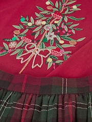 Monsoon Red Christmas Tree Top & Tartan Skort Set - Image 4 of 4