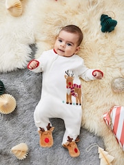Pijama tipo pelele con cremallera y aplicación de reno de Jojo Maman Bébé - Imagen 2 de 5