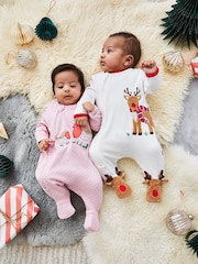 Pijama tipo pelele con cremallera y aplicación de reno de Jojo Maman Bébé - Imagen 3 de 5
