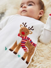 Pijama tipo pelele con cremallera y aplicación de reno de Jojo Maman Bébé - Imagen 4 de 5