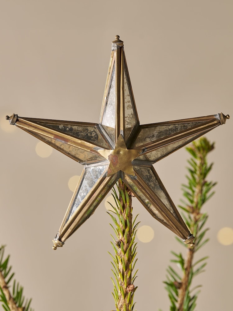 Nkuku Antique Brass Bakara Star Tree Topper - Image 1 of 4 Nkuku Antique Brass Bakara Star Tree Topper - Image 1 of 4