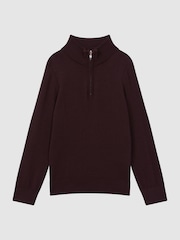 Reiss Bordeaux Blackhall 3-9 yrs Quarter Zip Merino Wool Jumper - Image 2 of 7