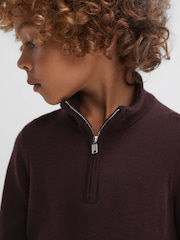 Reiss Bordeaux Blackhall 3-9 yrs Quarter Zip Merino Wool Jumper - Image 4 of 7