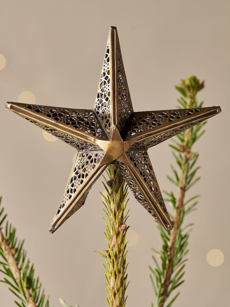 Nkuku Brass Bakara Star Tree Topper - Image 1 of 3 Nkuku Brass Bakara Star Tree Topper - Image 1 of 3