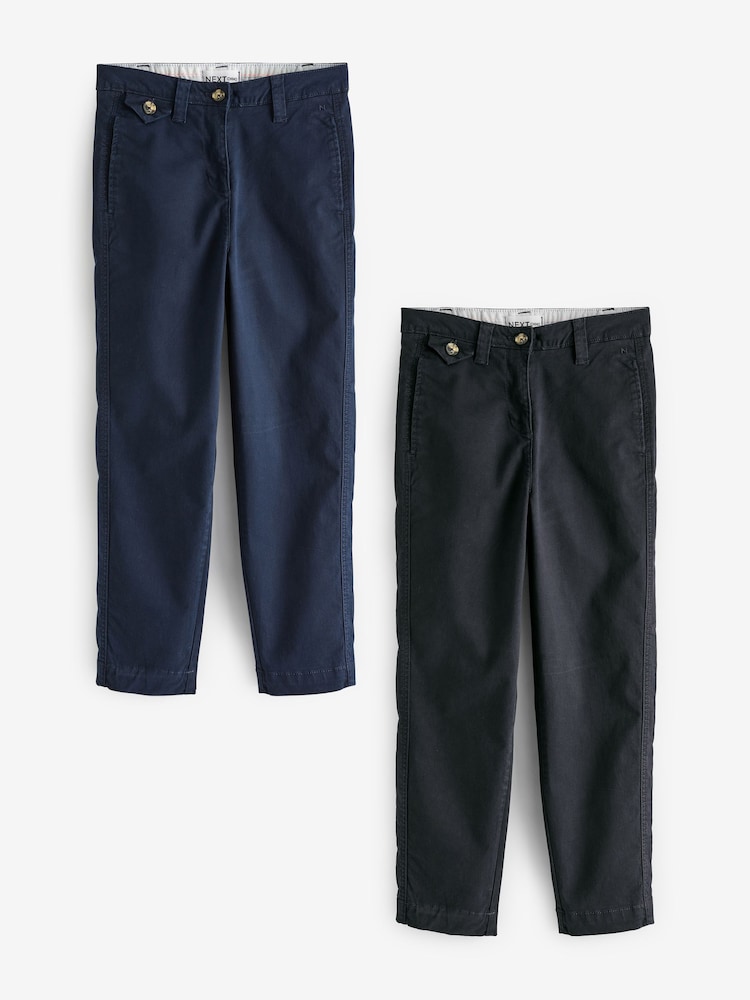 Black/Navy Chino Trousers 2 Pack - Image 1 of 7 Black/Navy Chino Trousers 2 Pack - Image 1 of 7