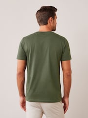 Green Dark Khaki Regular Fit 100% Cotton Essential Regular Crew Neck T-Shirt - Image 2 of 5