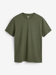 Green Dark Khaki Regular Fit 100% Cotton Essential Regular Crew Neck T-Shirt - Image 5 of 5