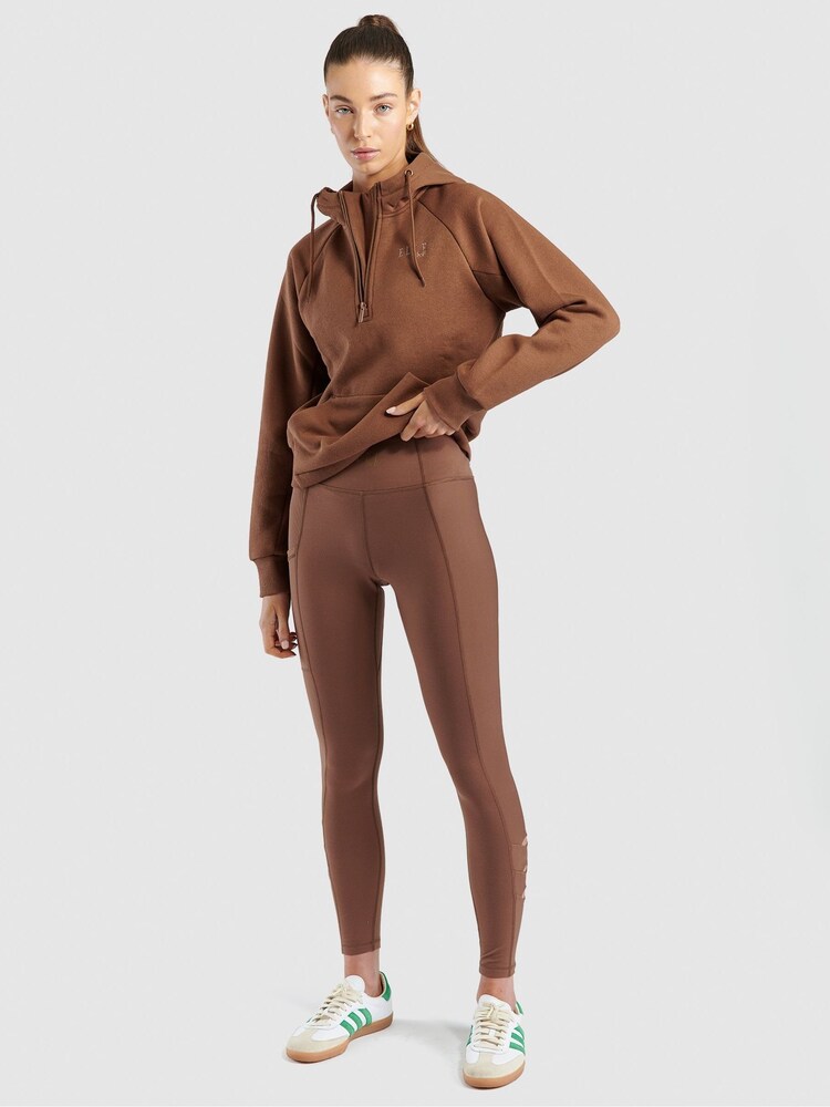 Brązowe, prążkowane legginsy Elle Sport z wykończeniem z zamszu - Image 3 of 6