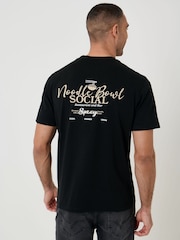 Threadbare Black Noodle Bowl Cotton Crew Neck T-Shirt - Image 1 of 6