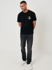 Threadbare Black Noodle Bowl Cotton Crew Neck T-Shirt - Image 3 of 6