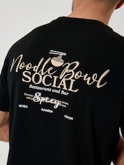 Threadbare Black Noodle Bowl Cotton Crew Neck T-Shirt - Image 4 of 6