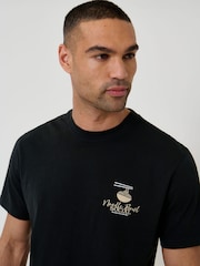Threadbare Black Noodle Bowl Cotton Crew Neck T-Shirt - Image 5 of 6