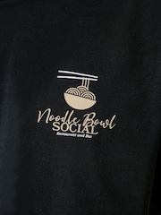 Threadbare Black Noodle Bowl Cotton Crew Neck T-Shirt - Image 6 of 6