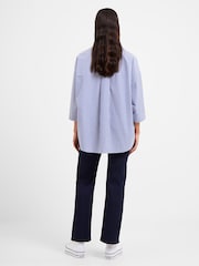 French Connection Blue Rhodes Sust Poplin Short Sleeve Popover 100% Cotton Blouse - Image 2 of 4