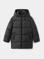 Mango Black Hooded Puffer Amerlong Coat - Image 1 of 4