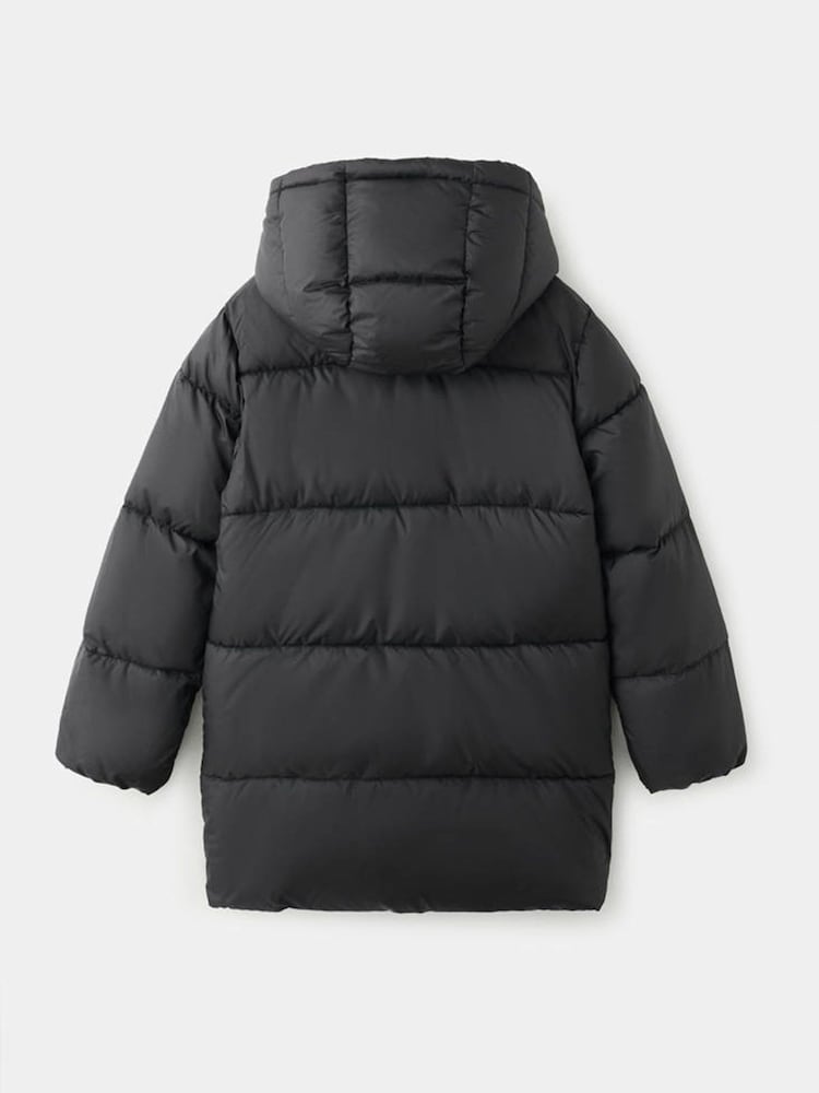 Mango Black Hooded Puffer Amerlong Coat - Image 2 of 4 Mango Black Hooded Puffer Amerlong Coat - Image 2 of 4