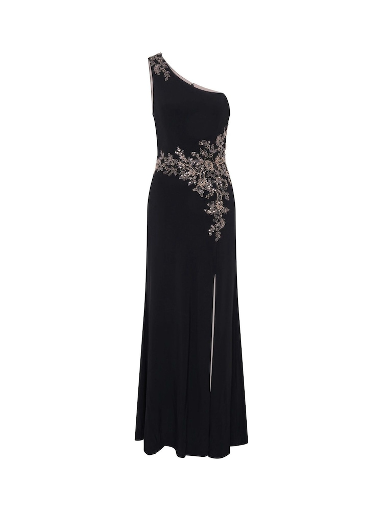 Gina Bacconi Black Celina One Shoulder Dress With Beading - Image 6 of 6