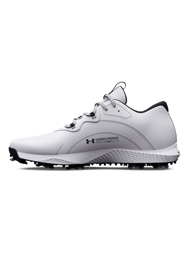Under Armour White Golf Charged Draw 2 Wide Shoes - Image 2 of 5