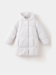 Mango Cream Quilted Hooded Longline Anna Coat - Image 1 of 4