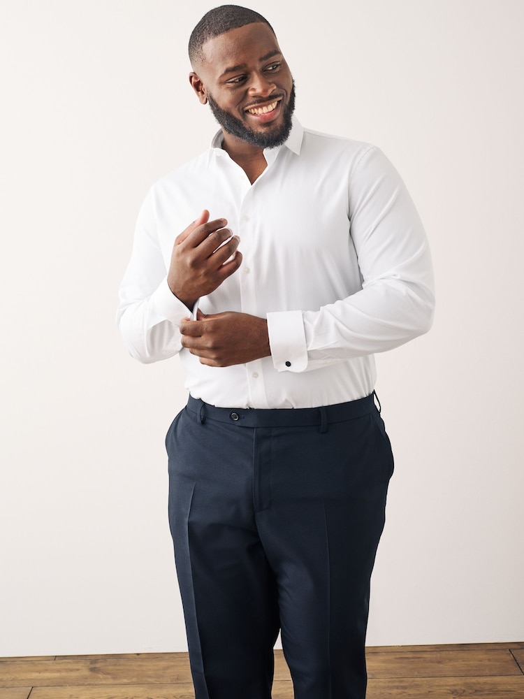White Regular Fit Double Cuff 100% Cotton Shirt - Image 1 of 4